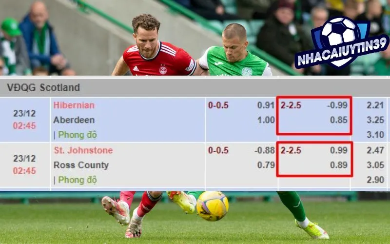 Tham khảo kèo tài xỉu 2-2.5 cho trận Hibernian vs Aberdeen 